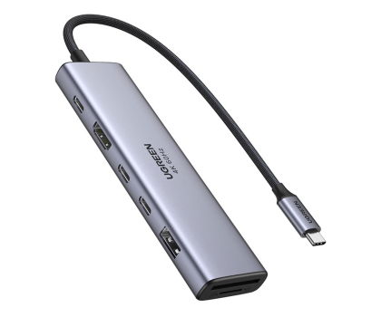 Akcesoria UGREEN Hub USB-C 6w1 CM512 HDMI 4K@60Hz 2x USB RJ45 PD 100W